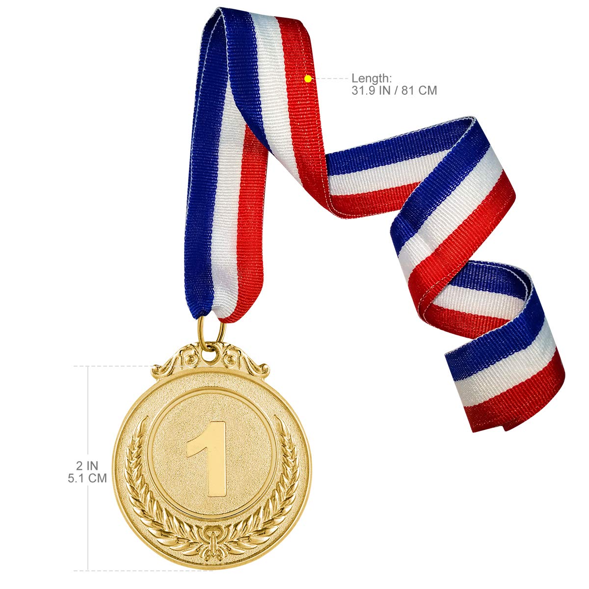 Metal Winner Gold Silver Bronze Award Medals with Neck Ribbon, Style,1st 2nd 3rd Place,3 Pcs