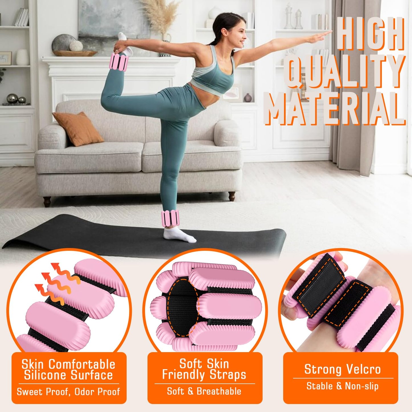 AMORIX Ankle Weights for Women Men, 3 Pairs Wrist Weights Set for Walking Running, 0.5LB/1LB/2LB Each Side Silicone Workout Weights for Gym Fitness,Jogging,Yoga,Strength Training,Physical Therapy