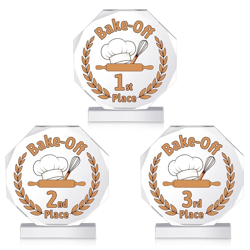 Bakery Bake Off Trophy Set - 3 Acrylic Trophies with Chef Hat Design (Variation: Chef Hat)