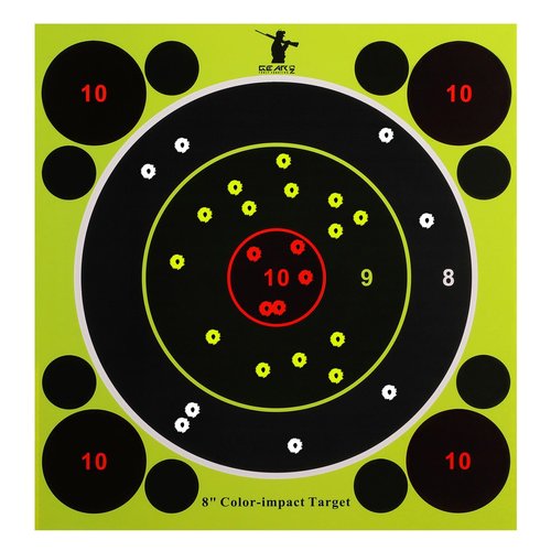 GearOZ 3 Colors Splatter Shooting Target Paper, 30 Sheets 8" Instant Shoot See Target with Red Bullseye, Self Adhesive Paper for Shooting Range & Practice, Airsoft, Pellet Gun, Rifles, BB Gun