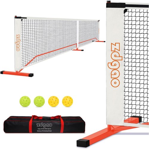 Zdgao Pickleball Net for Driveway with 4 Pickle Balls, 22FT Pickleball Net Regulation Size with Carrying Bag and Weather Resistance Strong Steel Fram