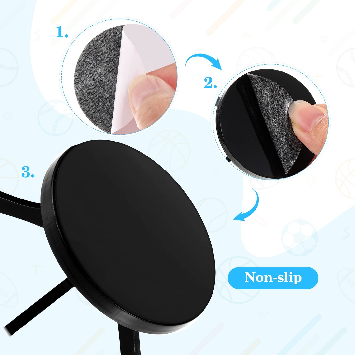 Sumind 3 Pcs Acrylic Small Ball Stand Holder Sport Ball Display Rack Baseball Display Stand with 3 Pieces Non-slip Rubber Pads for Baseball Golf Softball Tennis Spheres, Black
