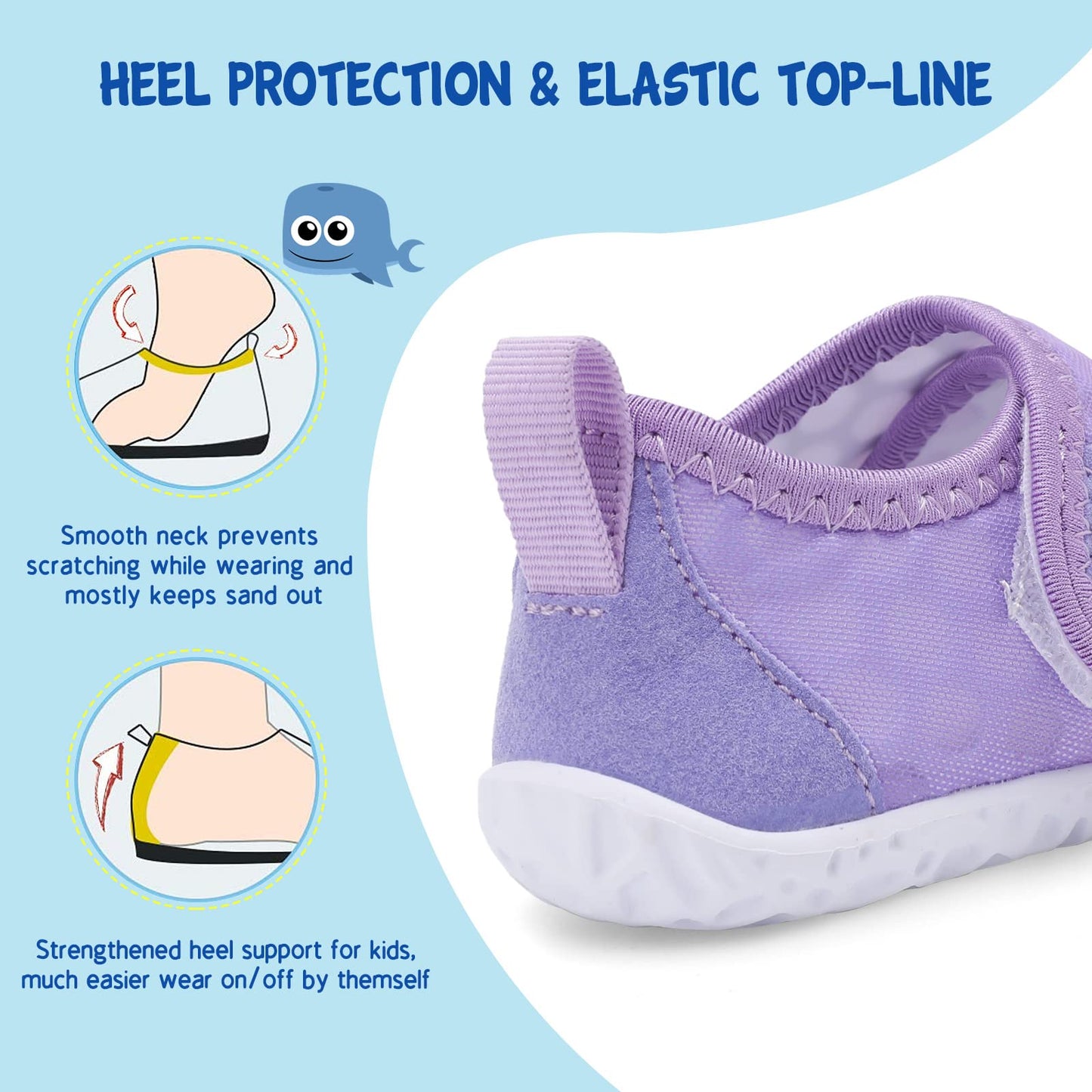 LeIsfIt Toddler Water Shoes Boys Girls Barefoot Aqua Socks Kids Breathable Quick-Dry Swim Shoes for Beach Pool Surf, Gradient Purple, 6 Toddler
