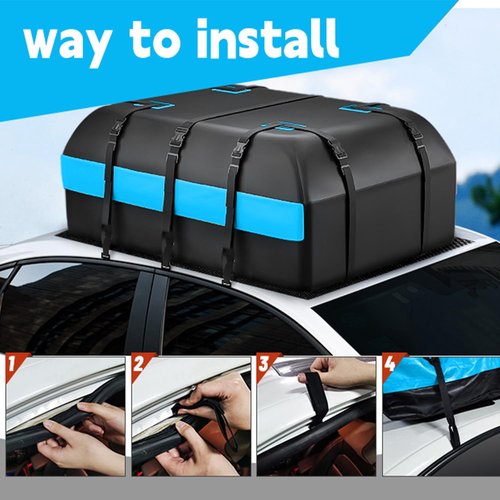slrongpowlr Car Rooftop Cargo Carrier, 21 Cubic Feet Car Topper Luggage Carrier Waterproof for All Vehicles with/Without Racks, Anti-Slip Mat, 6 Door Hooks, Storage Bag, 2 Extra Straps