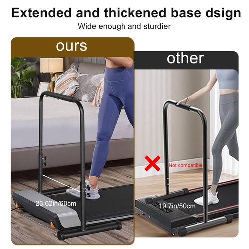 Walking Pad Handle Bar Only: Adjustable Iron Hand Rails Stand for Suitable for Walking Pads and Treadmill Up to 23.62 Inches Wide Handlebar Four Adjustable Heights 31.5-39.37in with Non-Slip Feet
