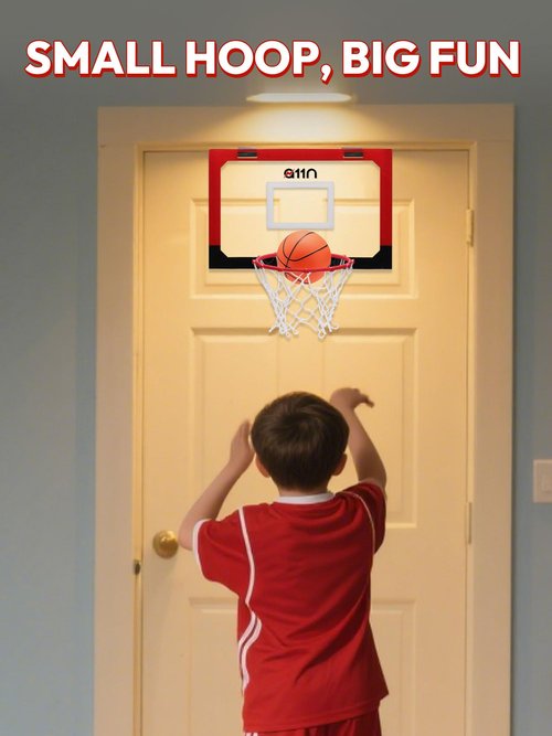 A11N Sports Mini Indoor Basketball Hoop Set, Over The Door Basketball Game Set with Foldable Rim, 3 Balls & Pump, Ideal for Bedroom, Office, Dorm, or Gifts