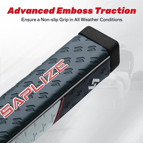 SAPLIZE Midsize Golf Putter Grip, Lightweight Golf Grips, Innovative Pistol Shape with Anti-Slip Pattern, Red/Grey