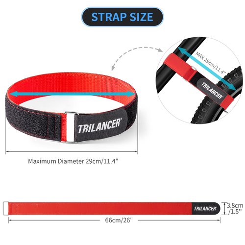 Bike Rack Straps with Extra-Wide Silicone Anti-Slip Coating,26''x1.5'' Trilancer Adjustable Bike Wheel Stabilizer Strap with Hook and Loop for Car and Wall Mount,for Transportation and Storage(2-Pack)