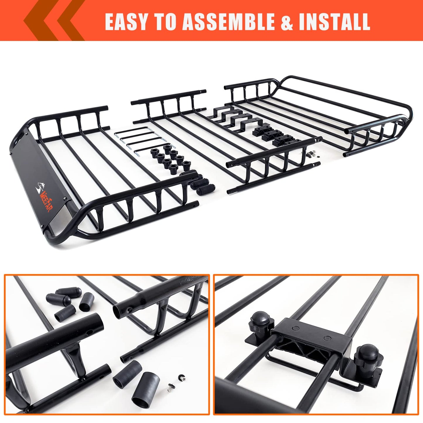 Roof Rack Cargo Carrier Basket 51"*36"*5"+Waterproof Bag 15 Cubic Feet(44"*34"*17"),and Cargo Net with Attachment Hooks,Ratchet Straps.200 Lbs Capacity,Universal Rooftop Large Size Roof Rack