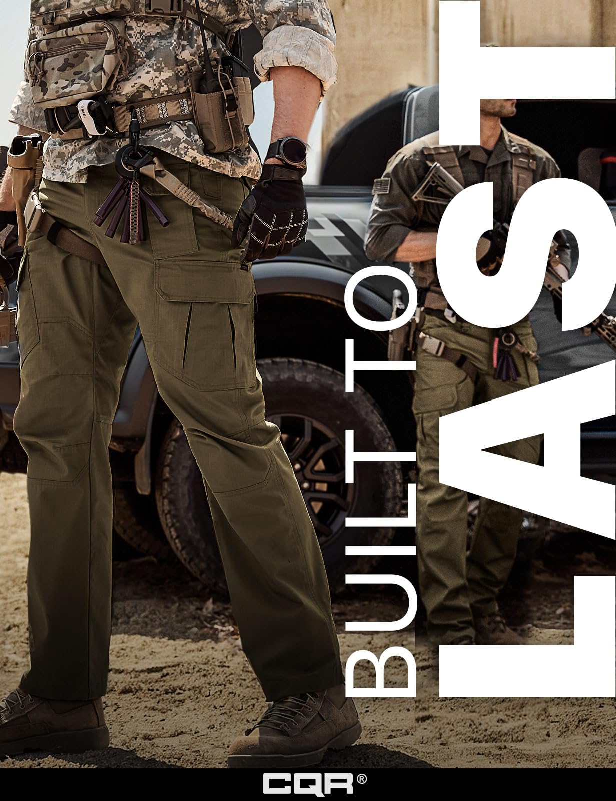 CQR Men's Tactical Pants, Water Resistant Ripstop Cargo Pants, Lightweight EDC Work Hiking Pants, Outdoor Apparel, Raider Mag Soil Green, 34W x 34L