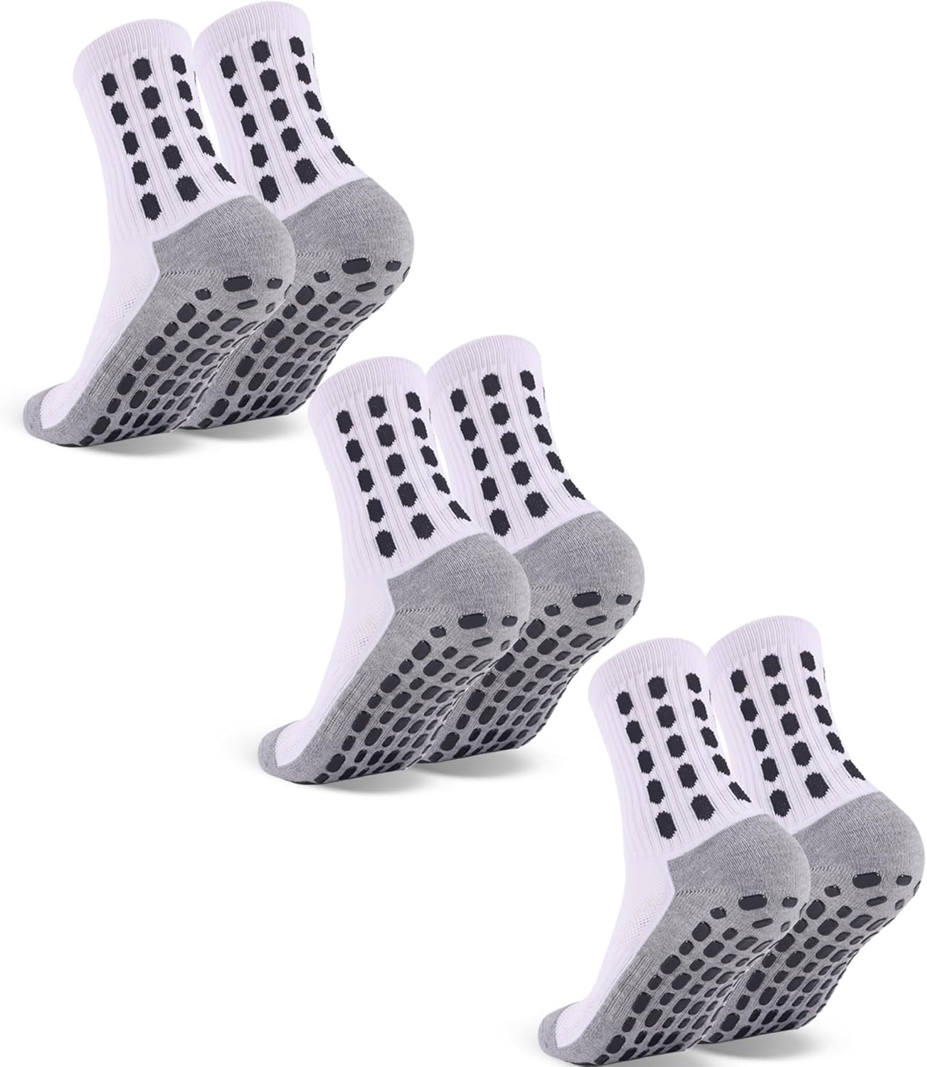 3 Pairs Kids Grip Soccer Socks Cushioned Non Slip Football Athletic Sports Socks for Boys Girls