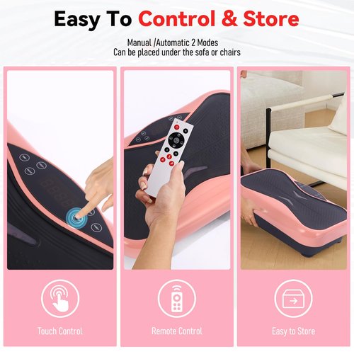 Whole Body Vibration Plate Exercise Machine – Power Vibrating Plate for Lymphatic Drainage Weight Loss, Shake Plate Exercise Platform with Touch Screen & Resistance Bands, Equipment for Women Men