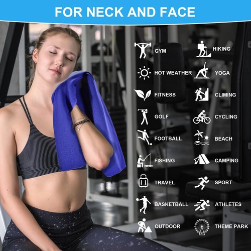 8 Packs Cooling Towels for Neck and Face(40"x 12"), Cooling Towels for Hot Weather, Cooling Wipes, Lightweight Soft Breathable Towels for Yoga, Sport, Workout, Running, Gym, Camping, Fitness