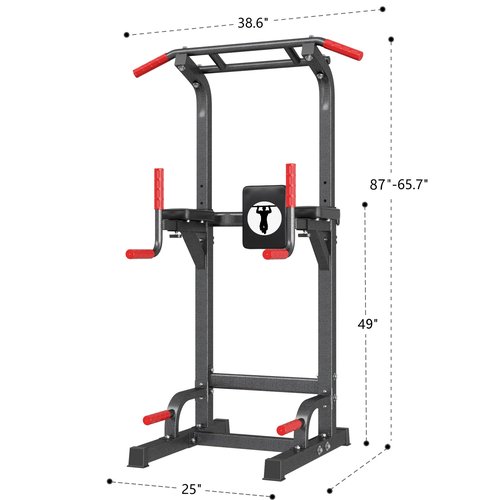 SogesPower Power Tower Pull Up Bar Station Multi-Function Pull Up Bar Stand for Home Gym, Adjustable Height Pull Up Dip Station Dip Bar Strength Training Fitness Equipment,Up to 500LBS, Black