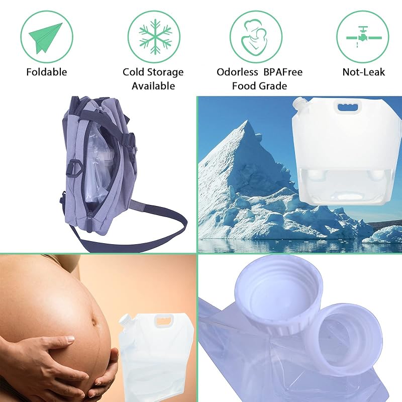 Foldable Water Storage Containers 2.6 Gallon × 8 Pack, BPA-Free Emergency Water Bags