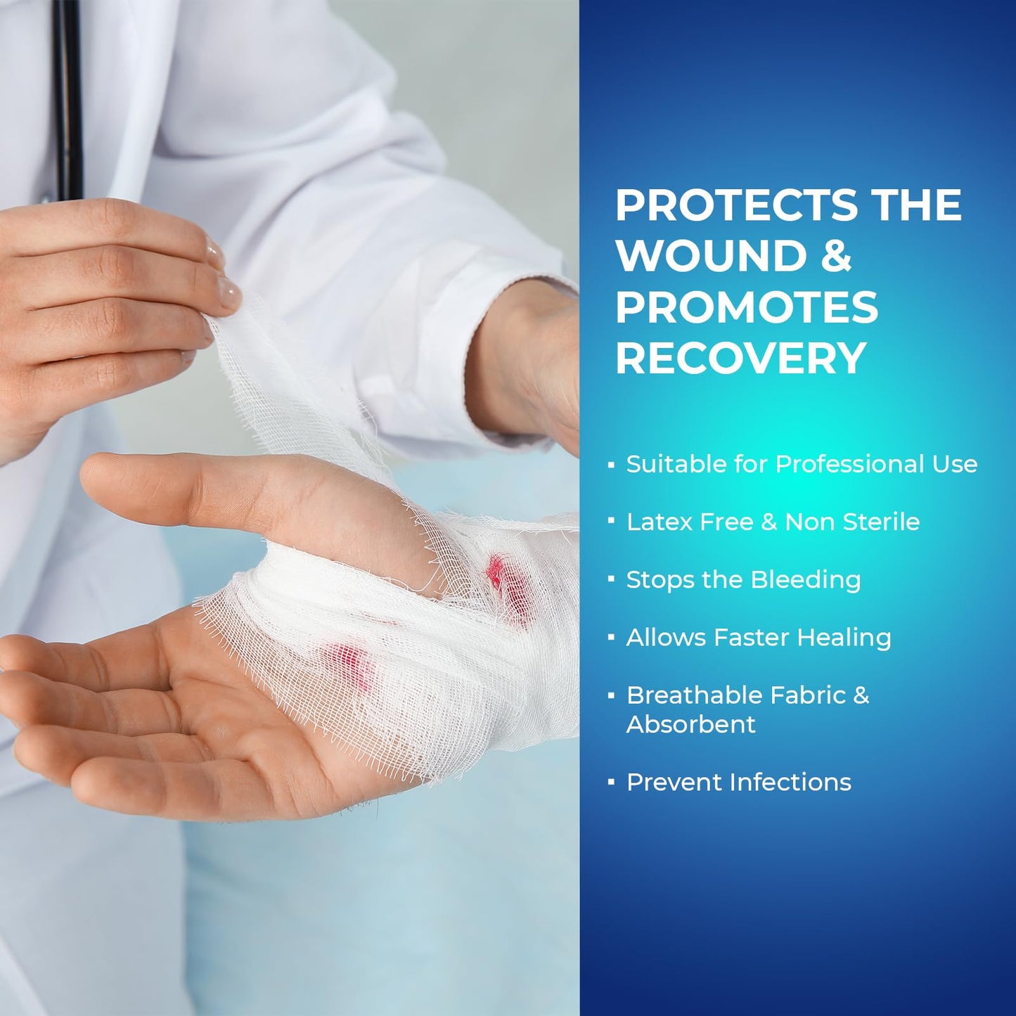 MED PRIDE Conforming Gauze Rolls First Aid Rolled Stretch Bandages for Wounds & Injuries – Disposable Nonsterile Body Wrap Dressing for The Knee, Ankle, Hands, Wrist, White (3''x 4.1 yd)