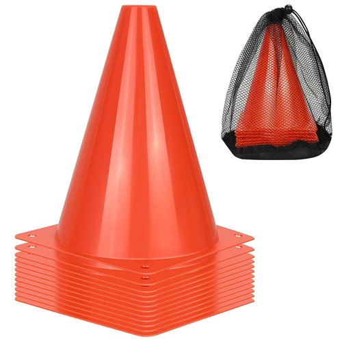 PXZBLG 12/24/50pcs Soccer Cones, 7 Inch Soccer Cones, Plastic Traffic Cones, Training Cones for Basketball Football Skating Drills Practice (7", 12pcs)