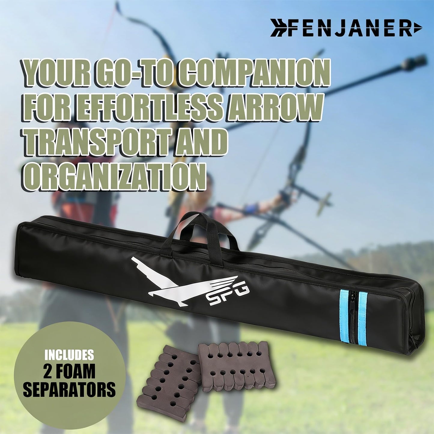 FENJANER Archery Arrow Case - 33"" Portable Soft Compact Arrow Box, Durable Lightweight Arrow Storage Quiver, Outdoor Hunting & Target Shooting Bag, Black