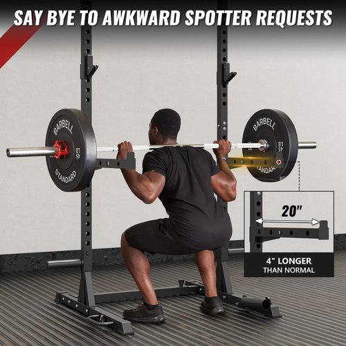 Mikolo Squat Rack, Adjustable Squat Rack Fits 6/7FT Bar, Squat and Bench Rack with Pull Up Bar for Strength Training, Squat Rack for Home Gym,1000LB Capacity, Black