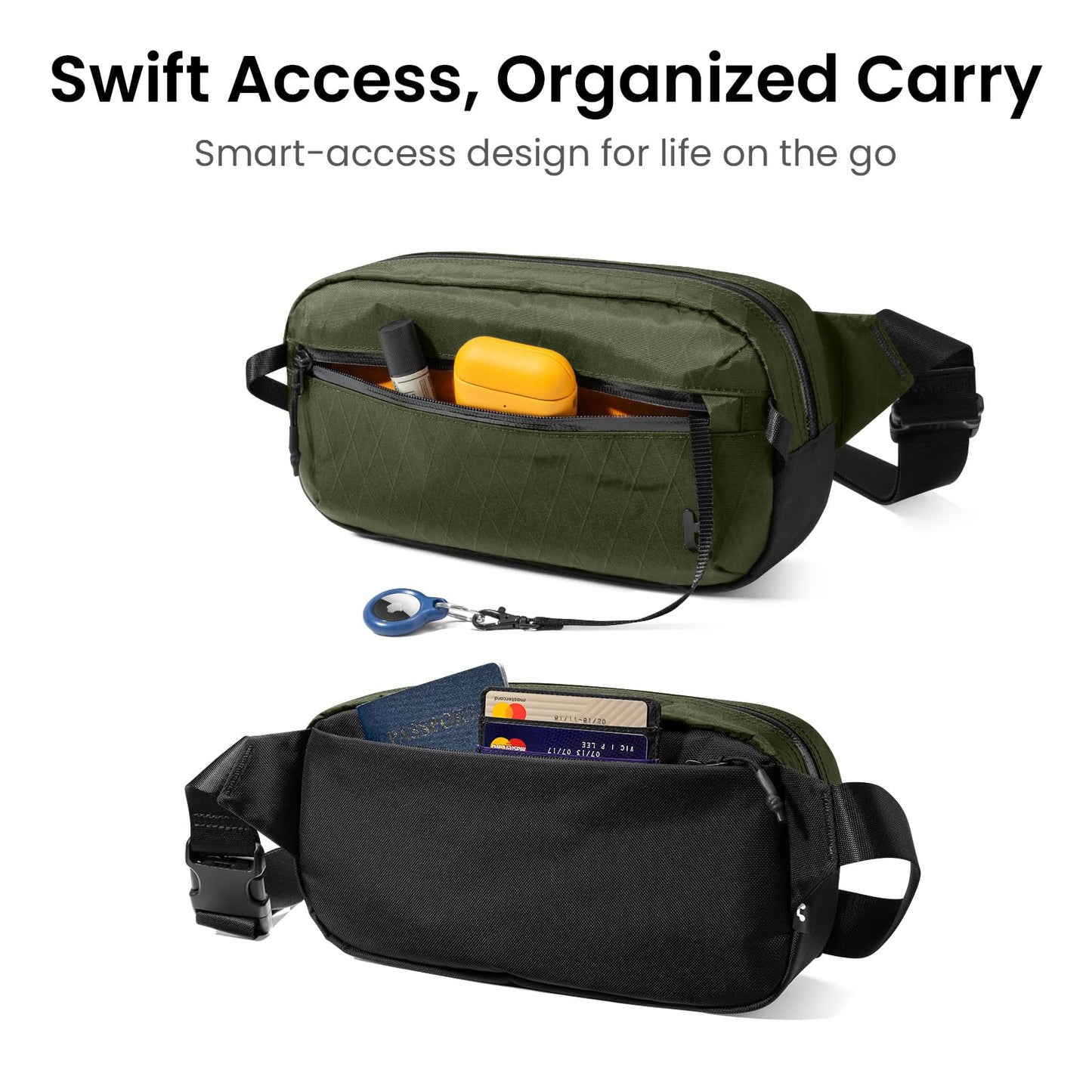 tomtoc 3.5L X-Pac Sling Bag with RFID Blocking Crossbody Pack for Men Women