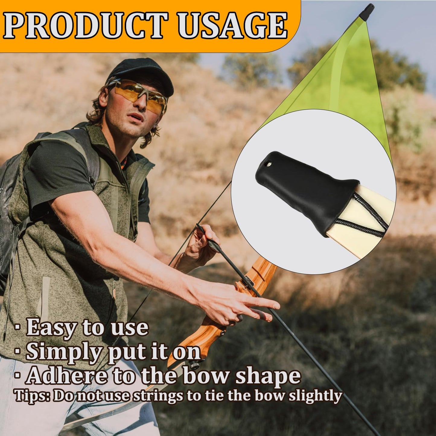Youven 4 Pcs Recurve Bow Tip Protector, Archery Accessories for Recurve Bow & Longbow, Longbow Tip Guard, Bow Hunting Accessories