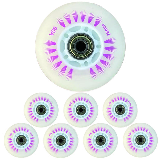 JCCHT Light up Inline Skate Wheels Luminescence Roller Skate Replacement PU Wheels 60mm~110mm with Bearings 90A 8-Pack,Purple,110MM