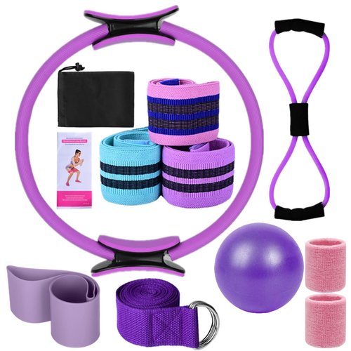 Pilates Essentials Kit for Women, 12Pcs Pilates Essentials Kit for Womenfor Home Use and Gym Workout, Suitable for Advanced and Beginners Users (Purple)
