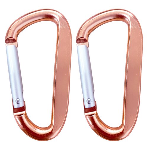 Cute Carabiner Clip, 3" Aluminum Alloy Caribeener D Ring, Spring Snap Hook for Keychain Clip(2pack Rose Gold)
