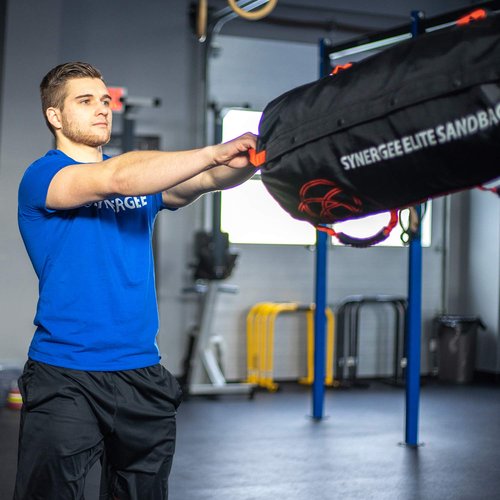 Synergee Elite Adjustable Fitness Sandbag with (4) Filler Bags 25-100lbs Heavy Duty Weight Bag - Red