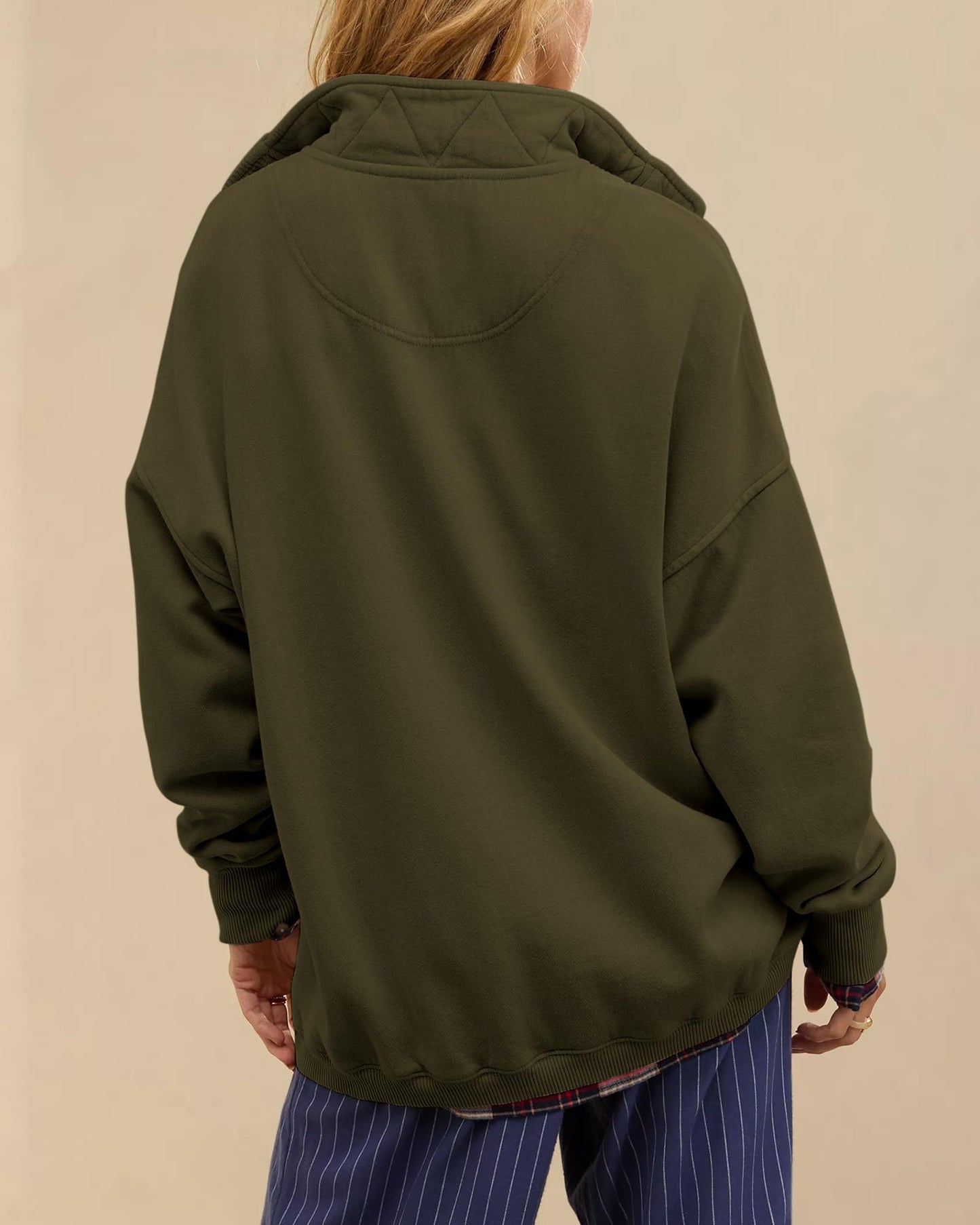 Gacaky Sweatshirt for Women Oversized Casual Long Sleeve Button Henley Neck Pullover Tops Fashion Outfits Clothes Army Green S