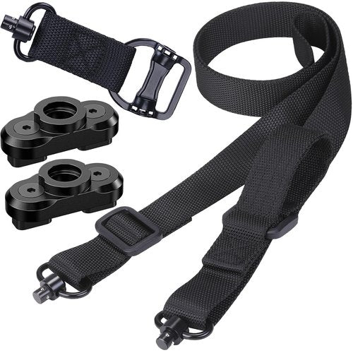 TEHOKARM Two Point and Traditional Sling 2 Point Sling Quick Adjust with QD Sling Swivel for Hunting Black