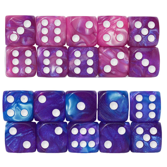 20PCS D6 dice 16mm Acrylic Dice Set for RPG MTG DND Dice Table Games and Board Games (Pink+Blue)