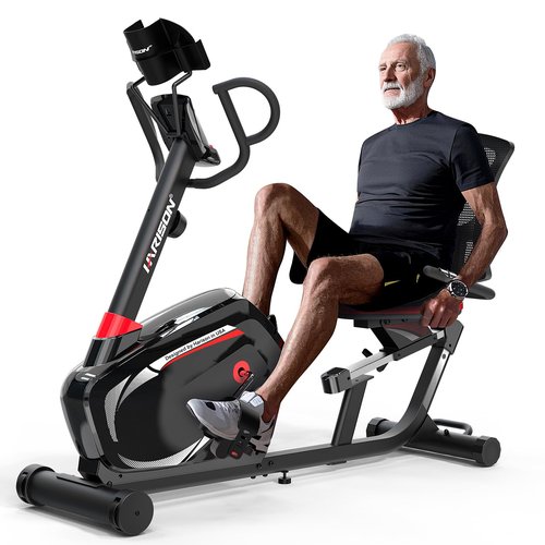 HARISON Pro Recumbent Exercise Bike 400 lbs Capacity, Magnetic Recumbent bike for Adult and Seniors, Recumbent Stationary bike for Home with Smart Bluetooth App, 2 in 1 LCD Monitor and Tablet Holder, Heart Rate monitor