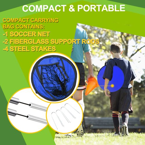 EVERRUSH Pop Up Soccer Goals Nets for Backyard Beach Soccer Training Net Mini Portable Foldable Lightweight Indoor + Outdoor Football Goal with Carry Bag