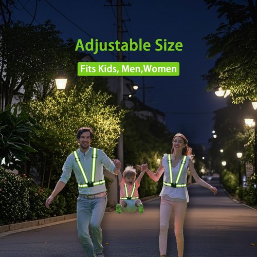 Chooseyo Reflective Vest Running Gear 2Pack,Adjustable High Visibility Safety VES for Night Cycling,Hiking, Jogging,Dog Walking
