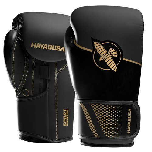 Hayabusa Sport Boxing Gloves for Men and Women – Dual-Splinted Wrist Support, Multi-Density Foam Padding, Contoured Fit – Ideal for Boxing, Kickboxing, and Muay Thai Training - Black/Gold, 12oz