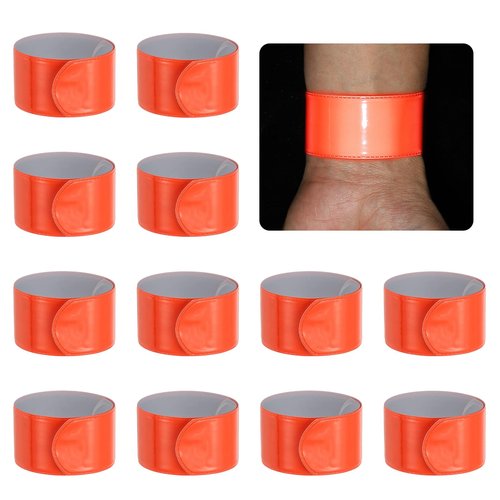PATIKIL 22cm Reflective Bands, 12pcs Reflective Arm Bands Straps Wrist Reflective Running Gear Safety Reflective Straps Bracelets High Visibility for Night Walking Bicycle, Orange