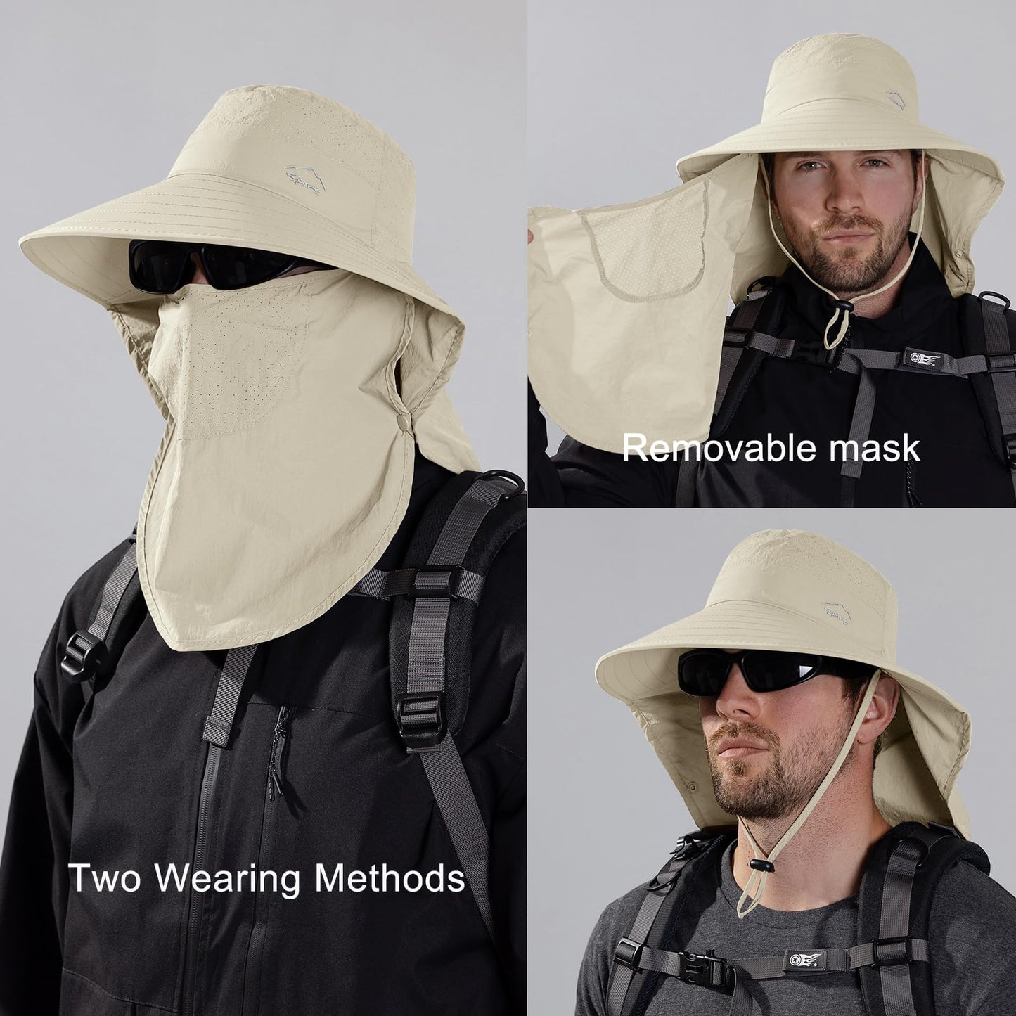 Sun Hat for Men Women with Neck Flap,UPF 50+ UV Protective Hiking Fishing Hats,Wide Brim Sun Hat for Women&Men