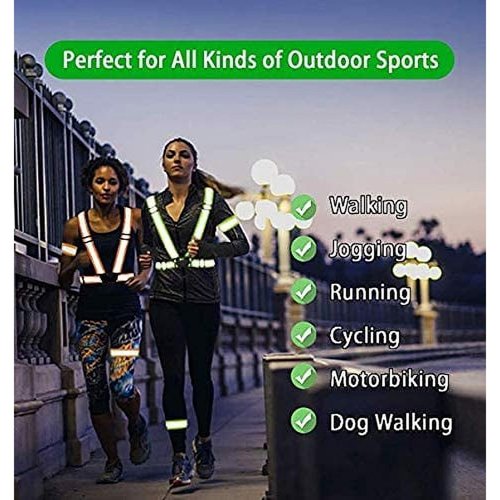 Reflective Running Vest, High Visibility Safety Vest,Adjustable Reflective Gear for Night Jogging/Biking/Walking/Running (Green)