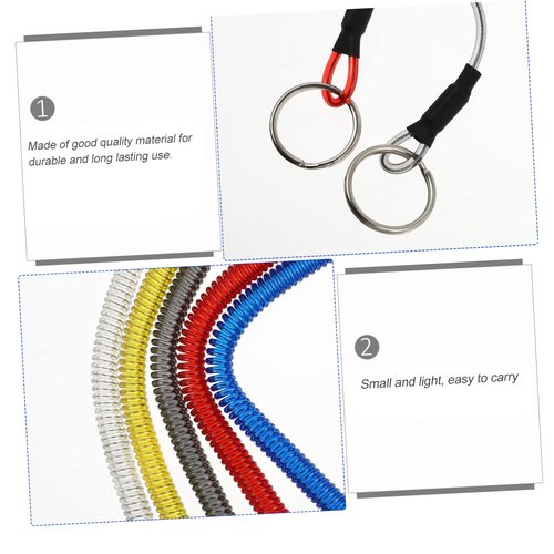 HEMOTON 5Pcs Fishing Lanyard Spring Rope Durable Retractable Coiled Cords for Outdoor Activities for Fishing Hiking Camping and Mountaineering