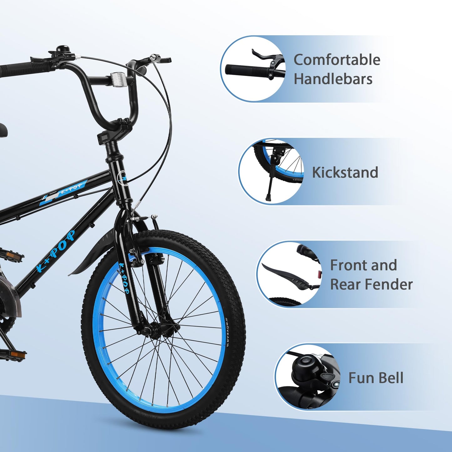 20 Inch Kids' Bike for Boys Aged 7-12, BMX-Style Bike for Kids, Lightweight Children's Bicycles, Kids' Bicycles with Front and Rear Brakes, Adjustable Seat