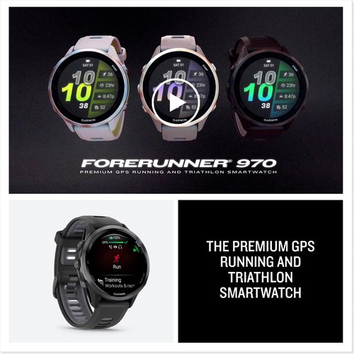 PlayBetter Garmin Forerunner 970 (Carbon Gray DLC Titanium/Black Translucent) Premium GPS Running & Triathlon Smartwatch Bundle - AMOLED, LED Flashlight Portable Charger & HD Screen Protectors