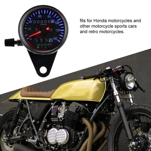 KIMISS LED Backlight 12 V Motorcycle Dual Odometer Speedometer Gauge Kit Cafe Racer + Odometer Gauge Universal Motorcycle Odometer LED Odometer Gauge Motorcycle Odometer Gauge LED Ba