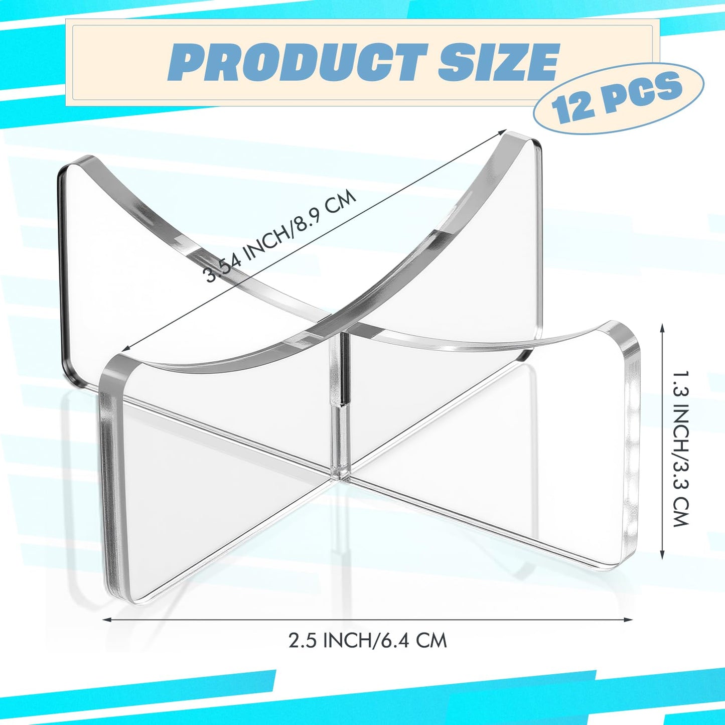 Mudder 12 Pack Acrylic Ball Stand 3.54 X1.3 Inch Bulk Clear Basketball Stand for Display Clear Ball Holder for Football Basketball Soccer Volleyball Rugby