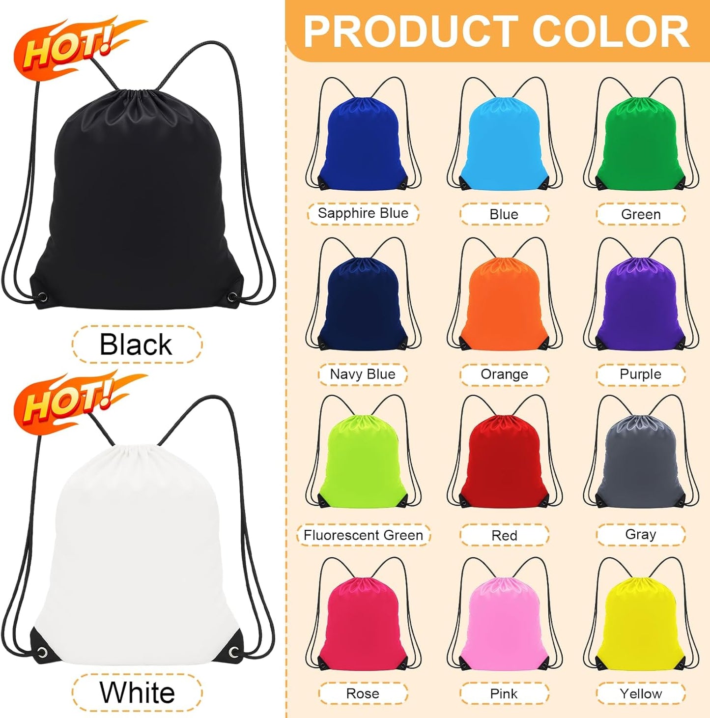 10 Pcs Custom Drawstring Bags, Personalized String Backpacks with Your Logo/Text, Ideal for Business, Gym, Sports, Events, Travel, and Everyday Use