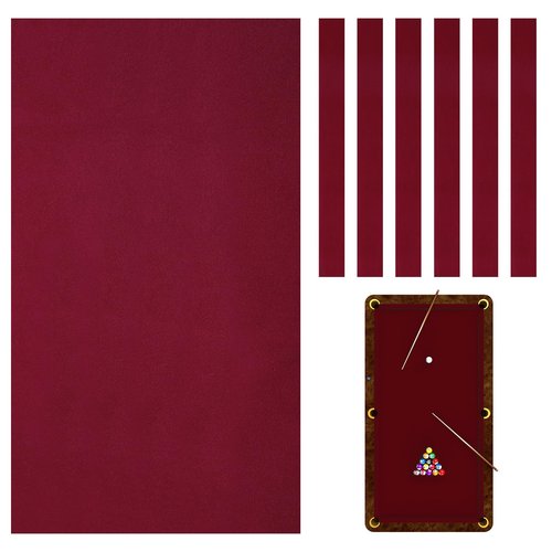 Mixweer Billiard Cloth 8.53ft Pool Table Felt with 6 Cloth Strips Pre Cut Pool Table for Home Clubs Bars Indoor Sports Game(Red)