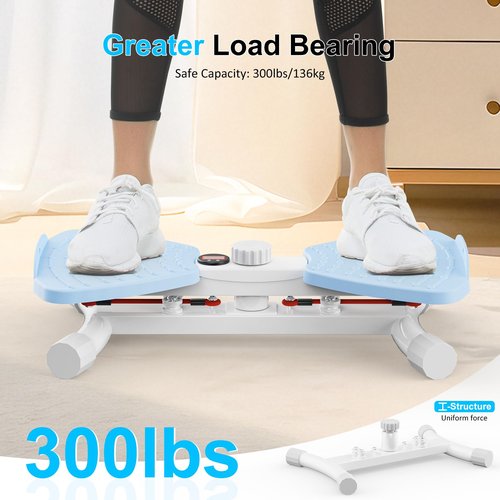 Zieuyend Waist Twister Ab Machine, 300 lbs Capacity Exercise Twist Board with Resistance Bands, Core Trainer Belly Fat Burner, Noiseless Waist Sculptor with Foot Massage for Home Gym (Blue)