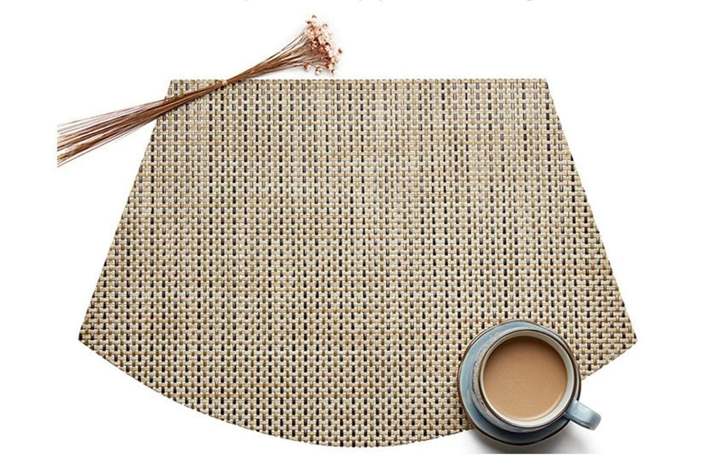 Round Table Placemats Set of 4 Wedge Placemats Heat Resistant Table Mats Pads Wipe Clean (Black)