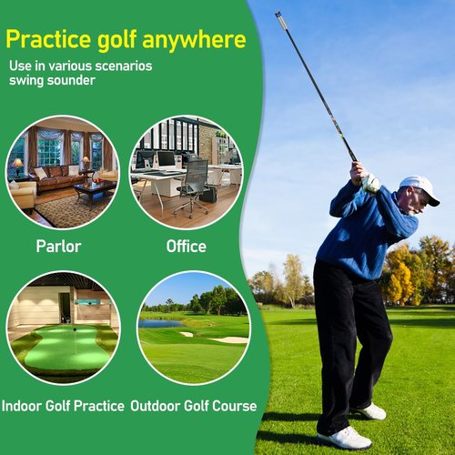 HUAEN Golf Swing Trainer Aid for Indoor Practice Speed Training, Warm up Stick Improved Rhythm, Grip, Flexibility, Balance, Tempo and Strength with 2 Adjustable Weights