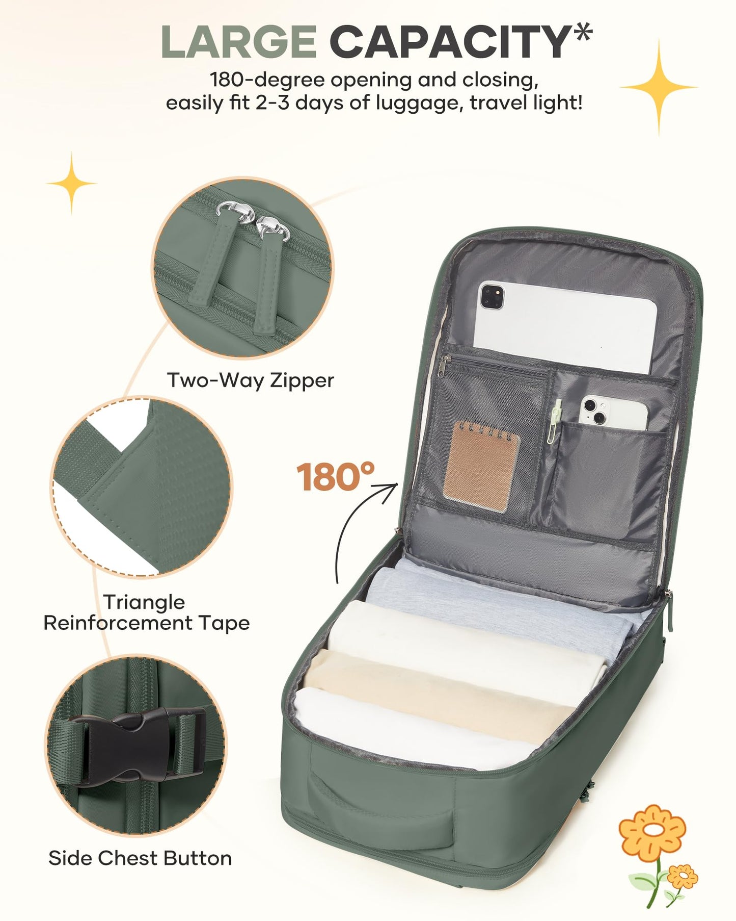 coofay Large Travel Backpack For Women Men Airline Approved Carry On Backpack Flight Approved Waterproof Sports Luggage Backpack Casual Daypack Small Hiking Backpack
